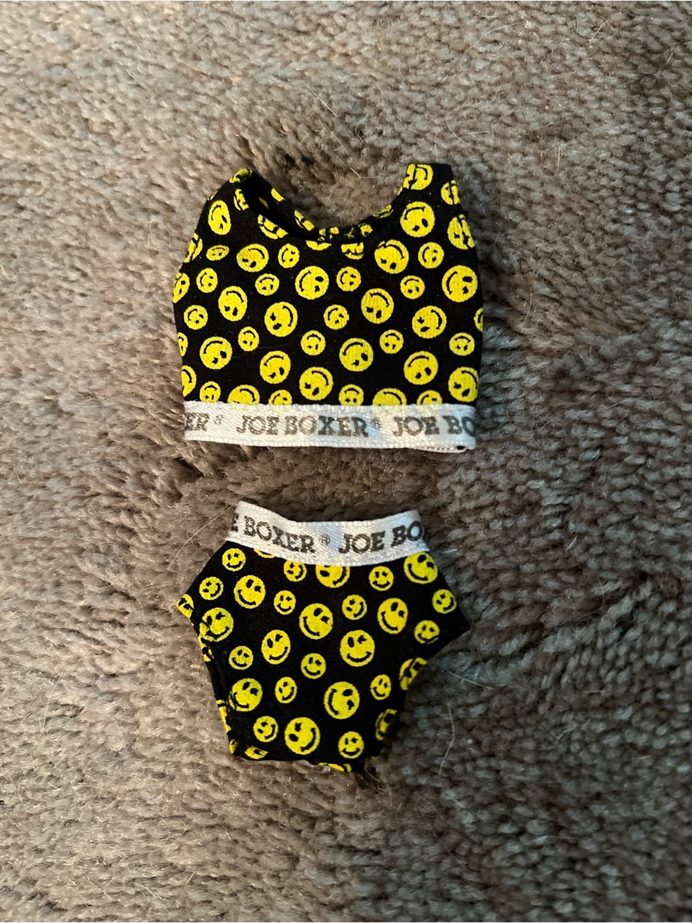 Joe Boxer Barbie Doll Smiley Face Underwear Set in Black & Yellow